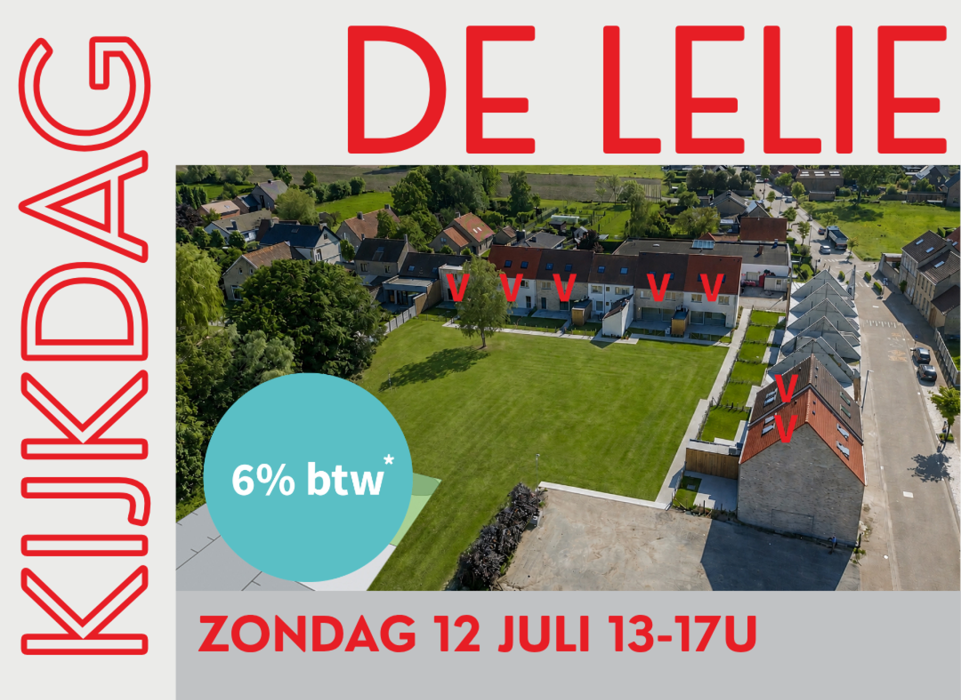 Catteeu De Lelie kijkdag zondag 12 juli Beauvoorde Veurne te koop nieuwbouwwoning 6% BTW