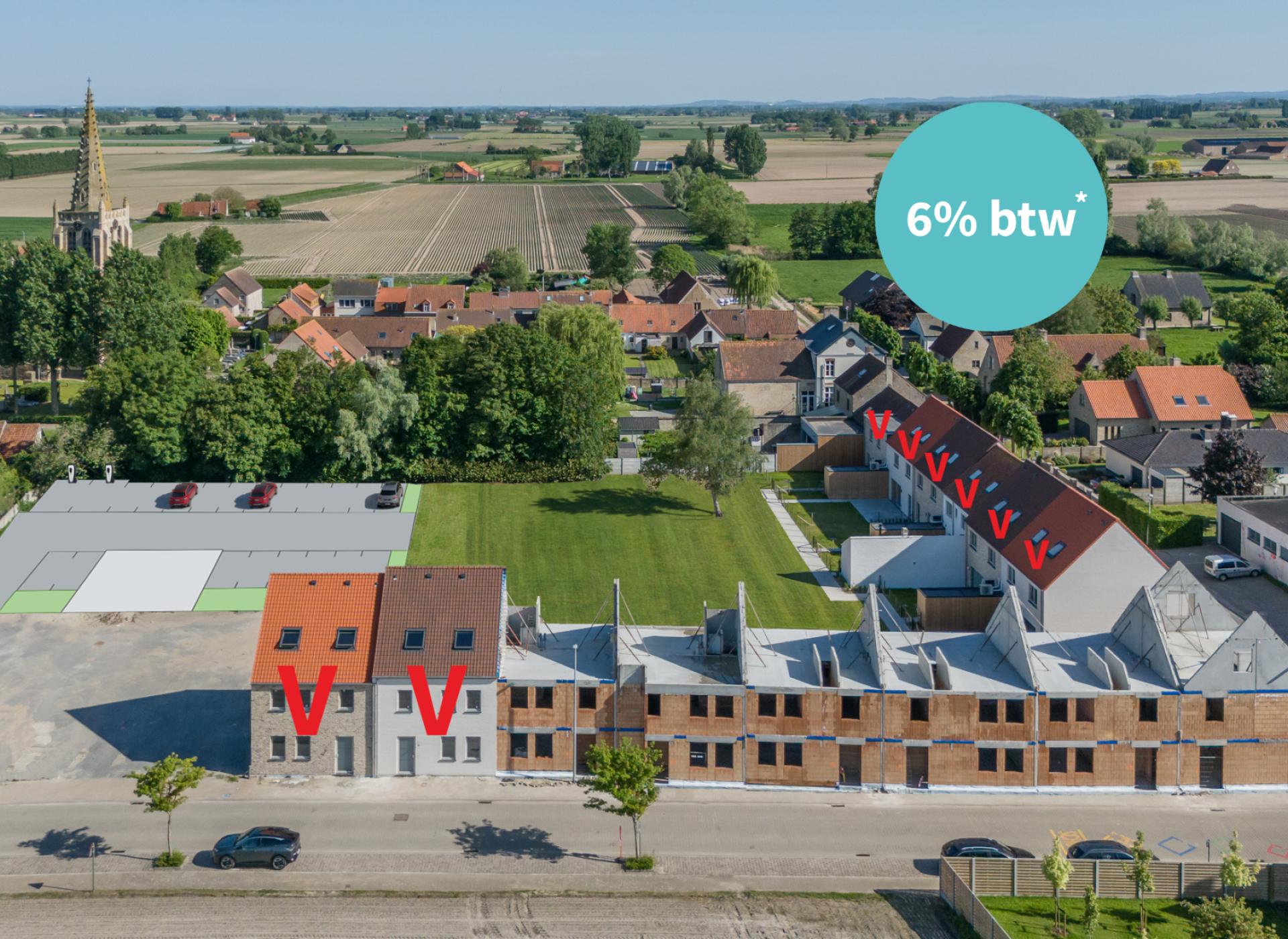 Catteeu De Lelie Beauvoorde Veurne te koop nieuwbouwwoning 6% BTW 