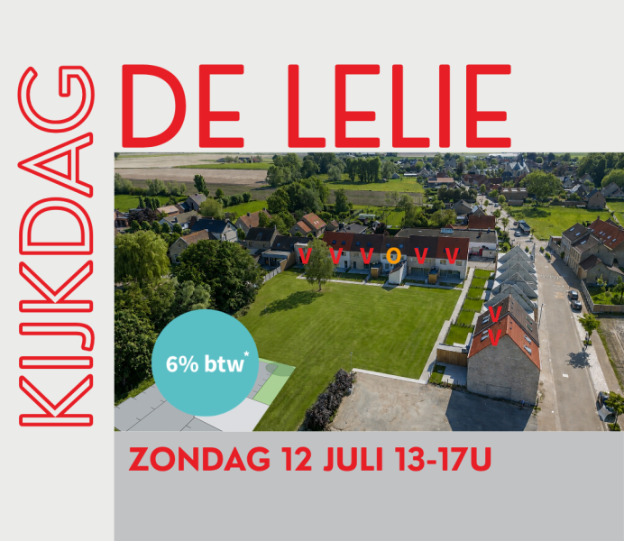 Catteeu De Lelie kijkdag zondag 12 juli Beauvoorde Veurne te koop nieuwbouwwoning 6% BTW